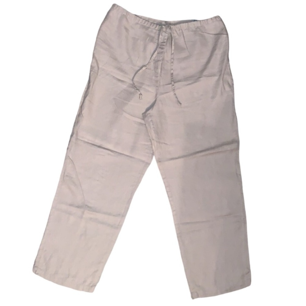 Marsh Landing Cream Drawstring Linen Pants
